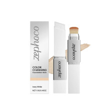Zephoco Ivory White Two-In-One Color-Changing Foundation Stick Is Light, Moist, Natural, Adheres Well Without Powder Sticking, And Provides A Light, C