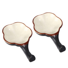 2pcs Flower Shaped Ceramic Ink Dish Set, Calligraphy Brush Holder Tray for Chinese Brush Painting