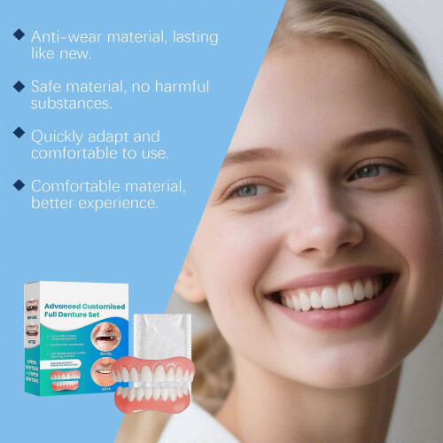 Amz False Teeth Set Daily Tooth Coverage Kit Enhances Smile Aesthetics Comfortable Material Natural False Teeth Set 2