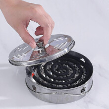 Stainless steel mosquito coil box Portable incense burner with lid and handle - DD01