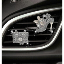 (A) 2pcs Car Air Vent Clip, Bling Crystal High Heel Shoe And Magic Bag Crystal Clips, Car Air Conditioning Decorative Car Interior - Pjun