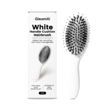 Gleamxi White Handle Air Cushion Bristle Brush, Nylon Pig Bristle Airbag Comb, Daily Scalp Massage, Hair Styling And Combing