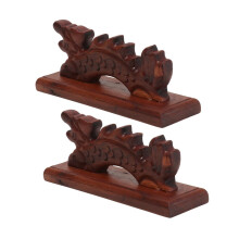2pcs Wooden Dragon Brush Rest Calligraphy Pen Holder Stand with Smooth Finish Protects Brush Tips