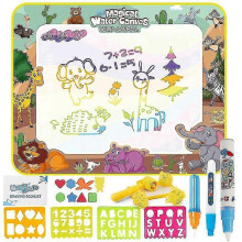 (Animal) Magic Water Drawing Mat, Water Doodles Drawing Pad, Magic Painting Water Mat With Water Pen Tools Accessories For Kids 100 X 80 Cm - Pjun