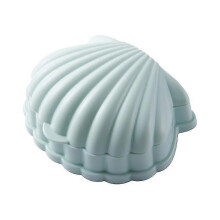 Shell Shaped Soap Rack Portable Double Drain Soap Receptacle with Lid (Green) - DD01