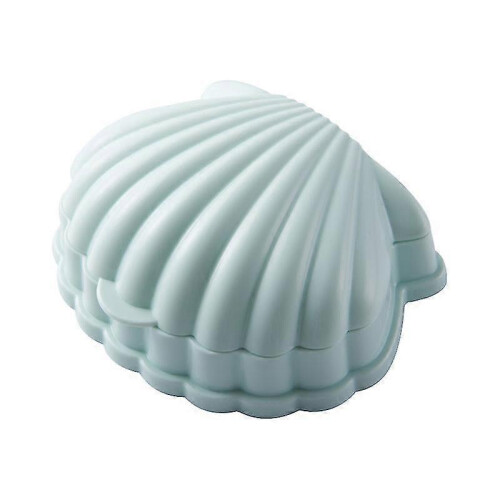 Shell Shaped Soap Rack Portable Double Drain Soap Receptacle with Lid (Green) - DD01
