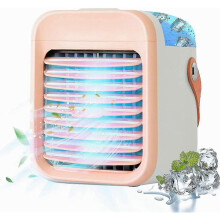 (pink) Qinux Airgo Mini Air Cooler Portable Air Cooler Conditioning Fan Unit Chiller Purifier Desk Bedroom Study,hw
