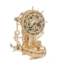 3D Wooden Puzzle Pirate Clock Model Kit, Functional Clock DIY Educational Gift 123Pcs