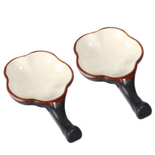 2pcs Ceramic Water Dish Set Floral Design Ink Plate for Chinese Calligraphy Brushes