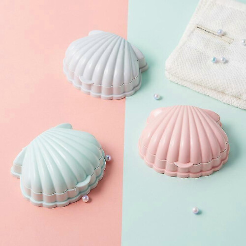 Shell Shaped Soap Rack Portable Double Drain Soap Receptacle with Lid (Green) - DD01 1