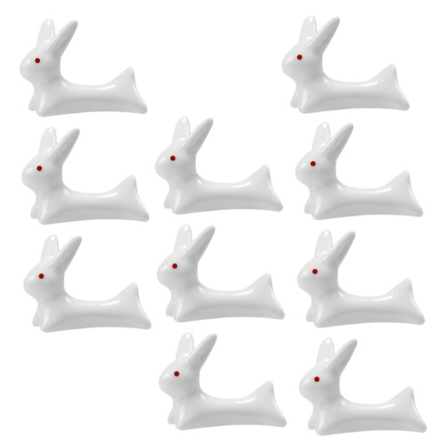 10pcs Ceramic Rabbit Chopstick Rest Set Cute Durable Table Decor Multipurpose Holders