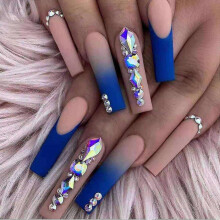 Long French Press On Nails Coffin Fake Nails Ballerina Acrylic Full Cover False Nails for Women And Girls 24pcs - RIpj
