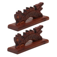 2pcs Wooden Dragon Shaped Calligraphy Brush Holder and Pen Stand with Dual Rest Anti‑Roll Base