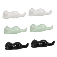 Porcelain Cat Shaped Brush Rest Set of 6 – Calligraphy Brush Holder for Chinese Painting and Watercolor
