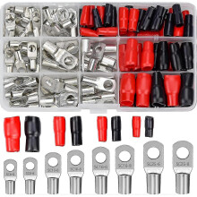120 Pieces Crimp Lug Kit Car Electrical Terminals with Crimp Battery Terminals Sc Connector Mouth Preview And Insulation Boots Red Black/dd