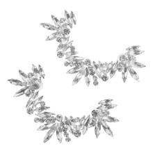 1Paar Ohrclips Silber Rhinestone Ohrklemmen Für Damen Party