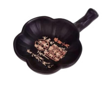 Ceramic Brush Holder with Builtin Ink Disc, 2 in 1 Compact 11cm Black Calligraphy Pen Holder