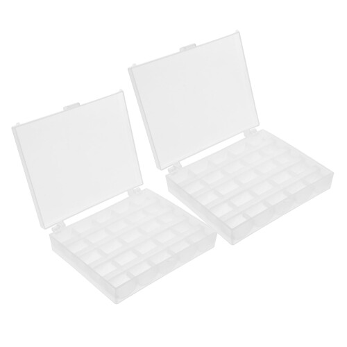 2pcs Clear Plastic Bobbin Organizer Box for Sewing Machine Supplies, Durable Compact Storage Case