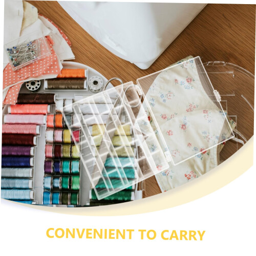 2pcs Clear Plastic Bobbin Organizer Box for Sewing Machine Supplies, Durable Compact Storage Case 2