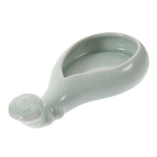 Ceramic Calligraphy Brush Holder with Ink Dish, Lute Shaped Dual Function Design for Artists Painting