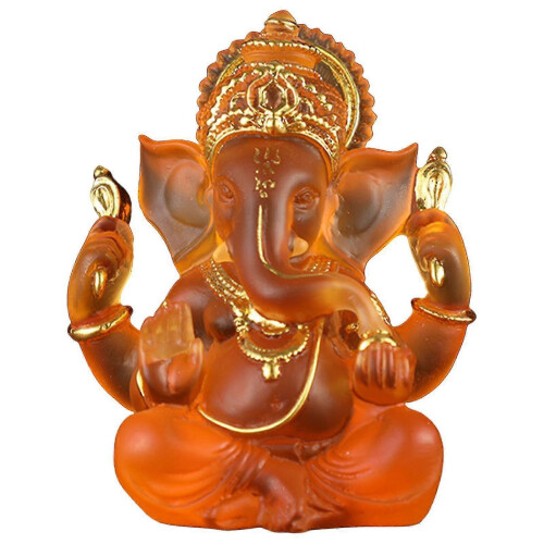 (Orange) Religious Lord Ganesh Statues For Home Decor - PJ