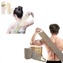 Extra Rough Exfoliating Back Scrubber for Shower with Natural Loofah Strap and Long Reach