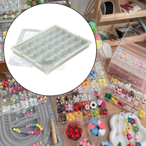 30 Grid Bead Storage Box with Secure Locking Lid, Stackable Jewelry Organizer for Crafts and Nail Art 1