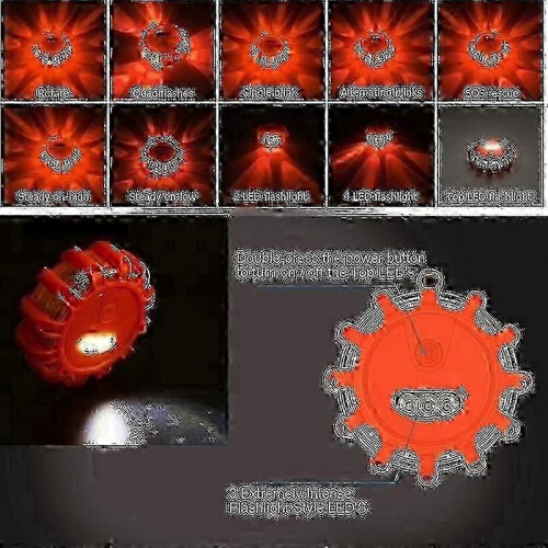 (1Pcs) 1/4-Pack Roadside Emergency LED Flashing Warning Flare Light Kit with Beacon Discs 1