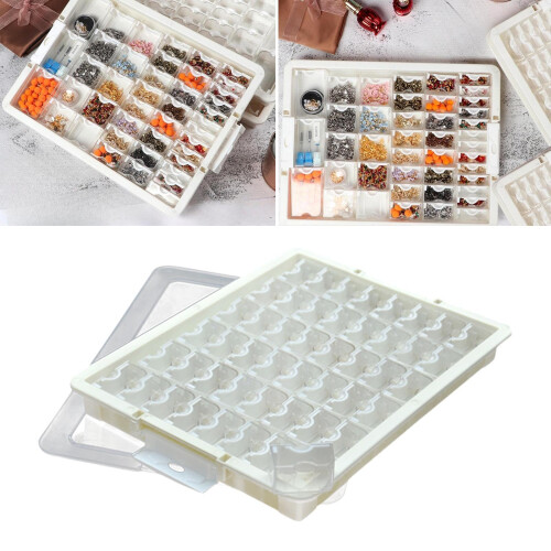 48 Grid Bead Storage Organizer Box for Crafts and Jewelry, Stackable Clear Plastic Container 2
