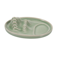 Calligraphy Brush Holder and Green Porcelain Ink Dish for Artists and Students, MultiFunctional Elegant Design