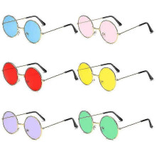 6pcs Round Metal Frame Glasses Retro Hippie Style Multicolor Sunglasses, John's 60s Style Glasses Accessories (gold Frame)