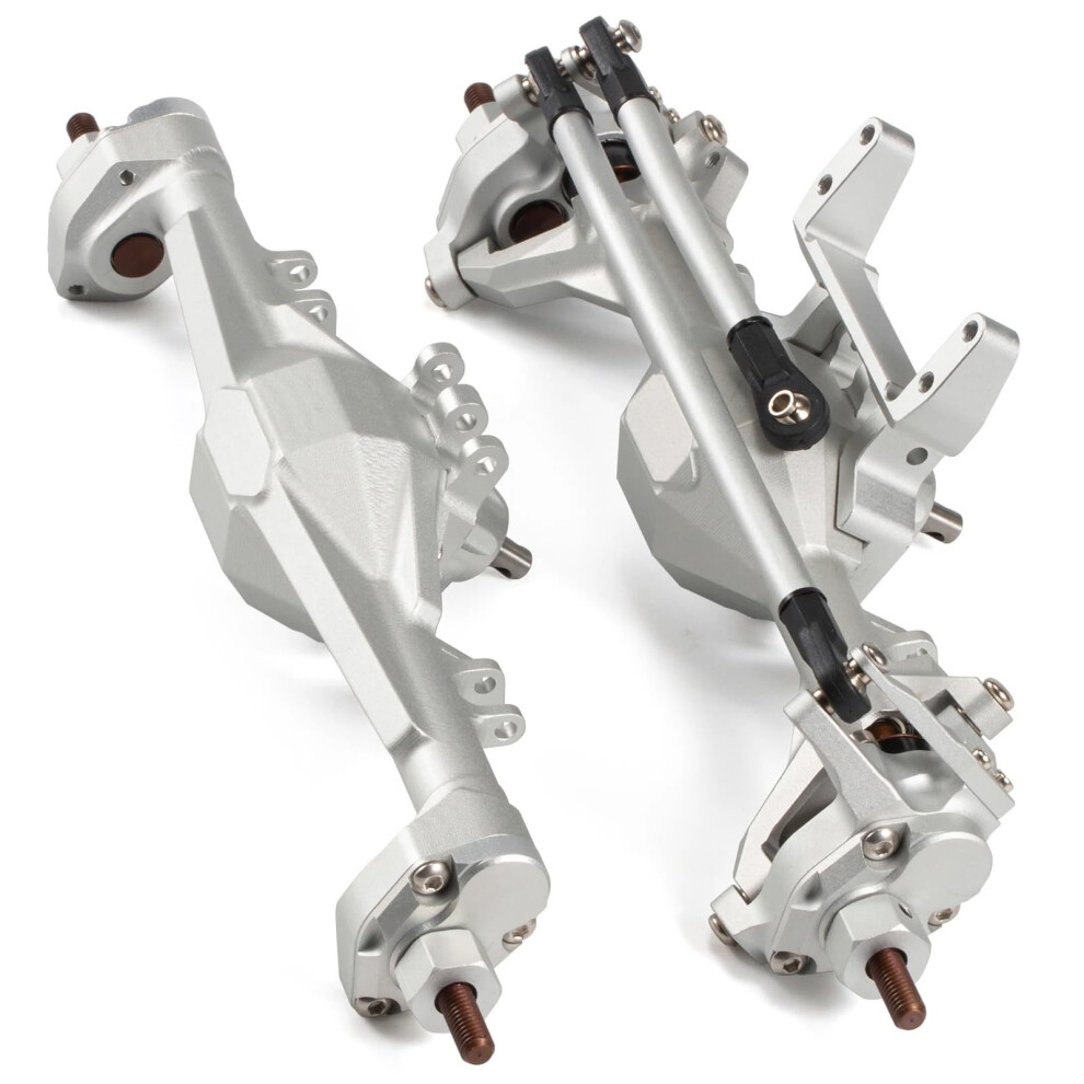 Cnc Aluminum Portal Axle Set For 1/10 Rc Cars Compatible With Axial Scx10 Ii Vanquish Vs410 Front Rear Upgrade Silver 9073542806554