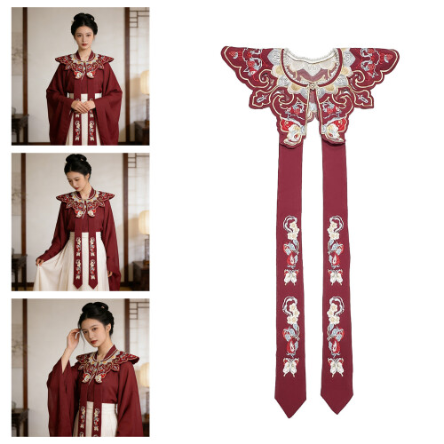 Delicate Red Embroidered Neck Scarf Lightweight And Comfortable 1