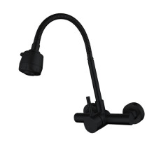 Wall Mounted Kitchen Faucet With Flexible Swivels Spout-Black