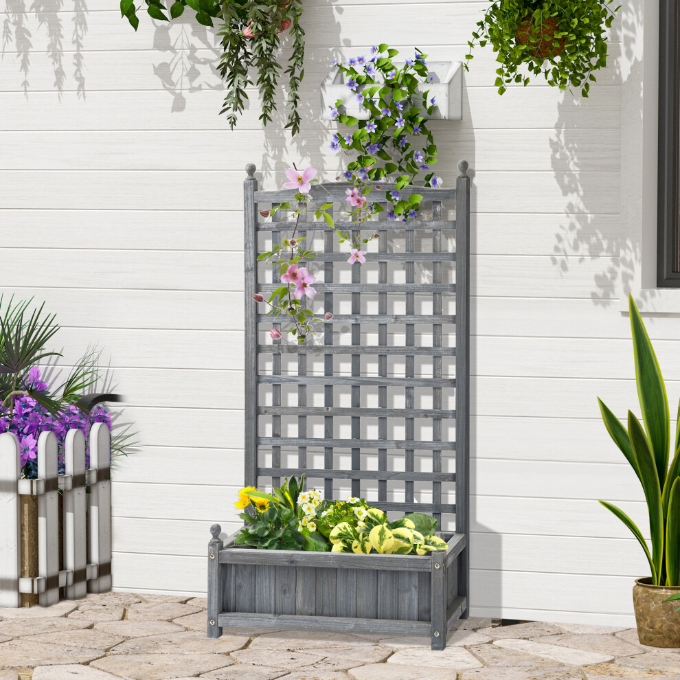 Outsunny Raised Garden Bed With Trellis Garden Planters Indoor Grey
