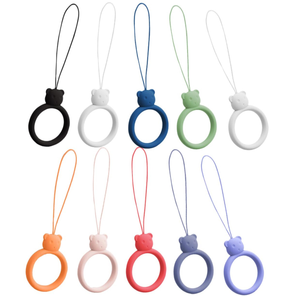 10Pcs Phone Finger Ring Strap Silicone Lanyard Holder With Secure Grip And Cute Cartoon Style 9073542806806