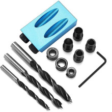 Drill Guide, 14pcs 15 Pocket Hole Drill Kit for Woodworking Oblique Drilling Guide Set Positioner Locator Tool