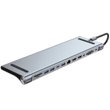 12-in-1 USB-hub 3.0 Type-C 4K-dockstation voor tv, monitor en videoconverter