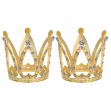 Lot de 2 mini couronnes décoratives en strass pour gâteaux et fêtes
