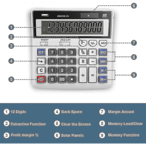 Calculator,standard Function Desktop Calculators,basic Financial Calculator Solar Powered Accounting Calculator 12 Digit Lcd Display Calculators,offic 2