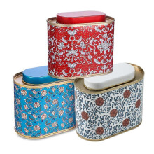 Lot de 3 grandes boîtes à thé ovales avec couvercle, pour thé en vrac, contenance 100-200 g (3,53-7 oz), avec fermeture hermétique.