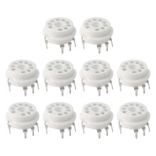 10 unidades de zócalos cerámicos de 9 pines para tubos de vacío, compatibles con 12AX7 y 12AU7, chapados en plata.