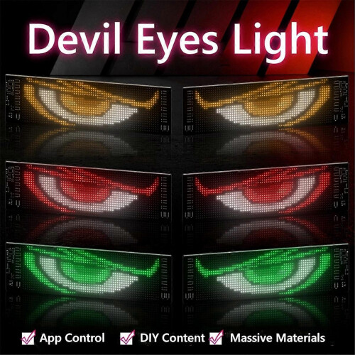 2PCS Windshield Devil'S Eyes Bliking Flashing LED Eyes on the Windshield Truck Window LED Screen for 2