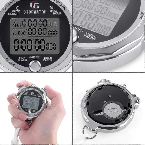 Digital Stopwatch Metal Stopwatch Timer With Backlit Multi Lap Memory-1751 Edition 1