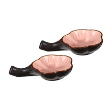 2Pcs Pink Ceramic Brush Holder Set with Ink Dish, 2 in 1 Design Flower Pattern for Calligraphy Painting