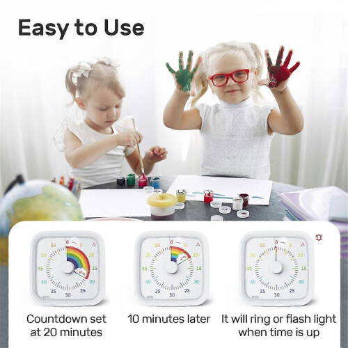 60 Minute Visual Timer with Protective Case, White 2