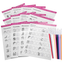 1Set Nail Art Übungsblätter Mit Bunt Gemischten Vorlagen Und Holzstift