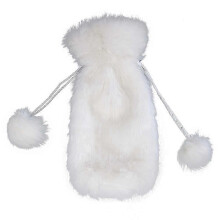 White Faux Fur Bottle Cover for 750ml Wine Bottles - Soft, Stylish, and Insulated Drink Holder in White Color