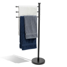 Freestanding Towel Rack 87cm Stainless Steel Stand 3 Swivel Arms Weighted Base