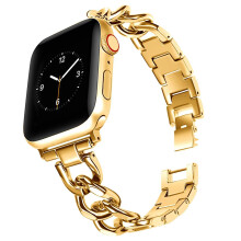 Gold Metal Dressy Apple Watch Bracelet Band for Women 38mm‑41mm, Bling Wrap Style, Adjustable Fit, Compatible with Series 10‑1 SE